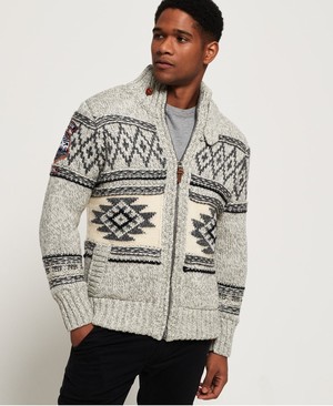 Superdry Super Buffalo Cardigan Férfi Ugró Fekete/Szürke | YGFWH2381